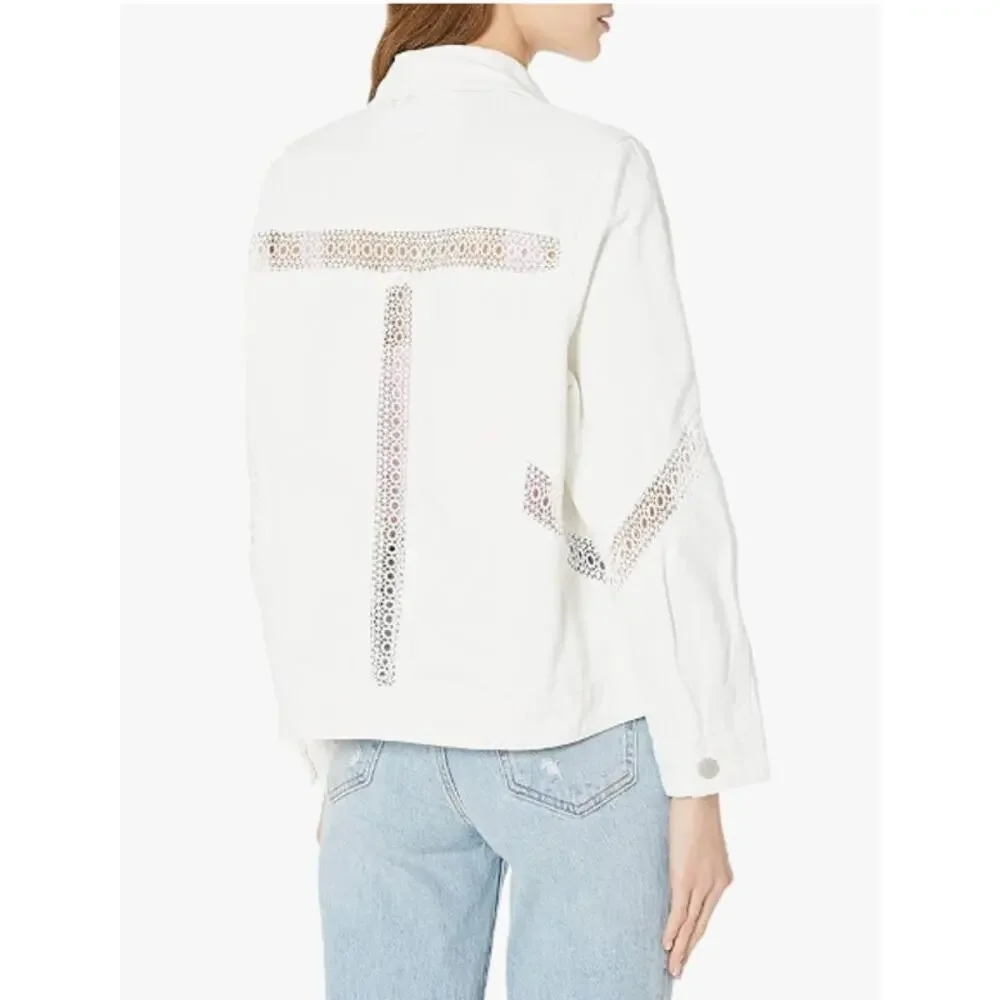 Blank NYC White Denim and Lace Jacket Size Medium - Picture 5 of 16